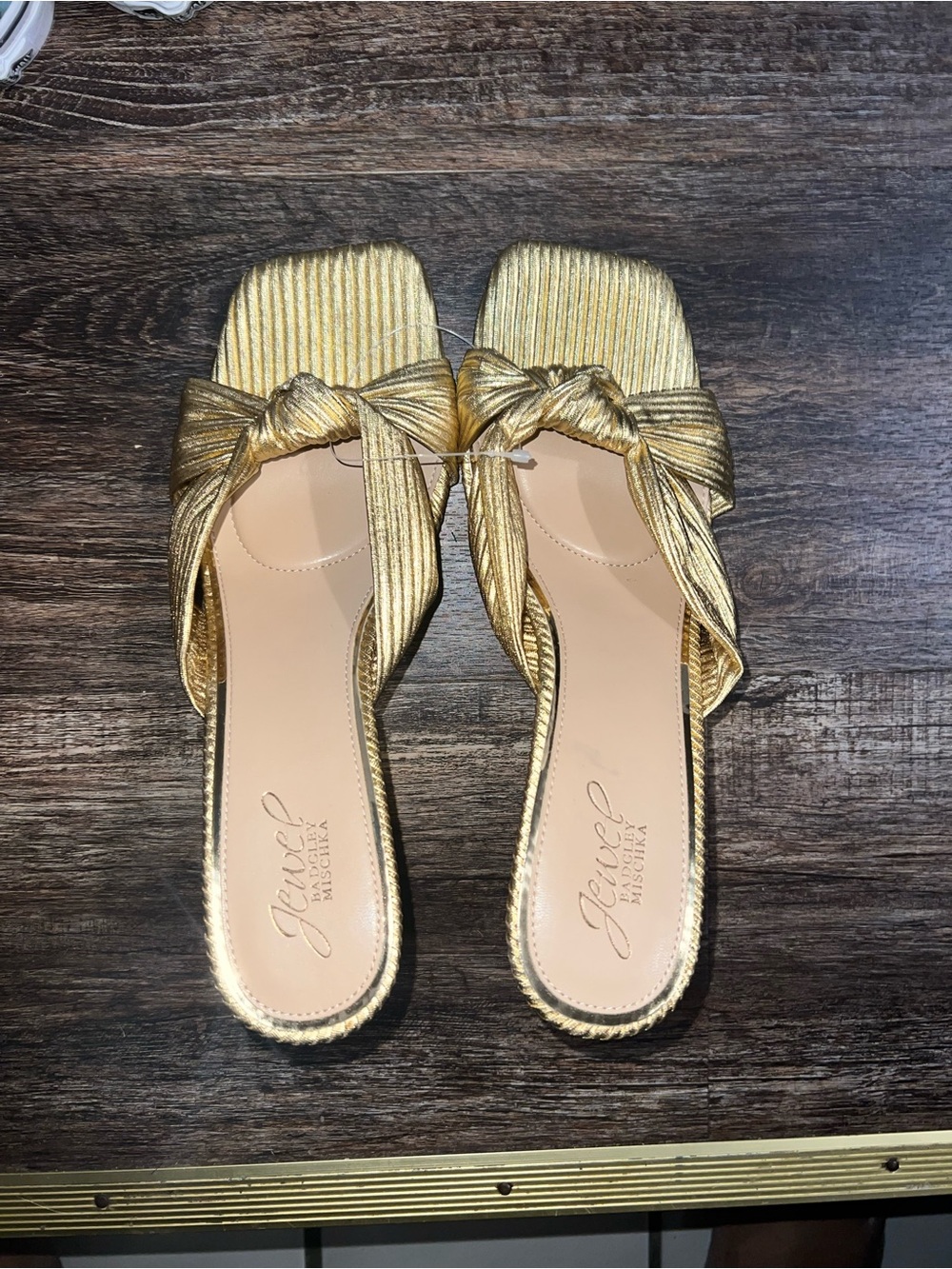 Badgley Mischka Metallic Gold Knotted Wedge Sandal - Picture 7 of 7